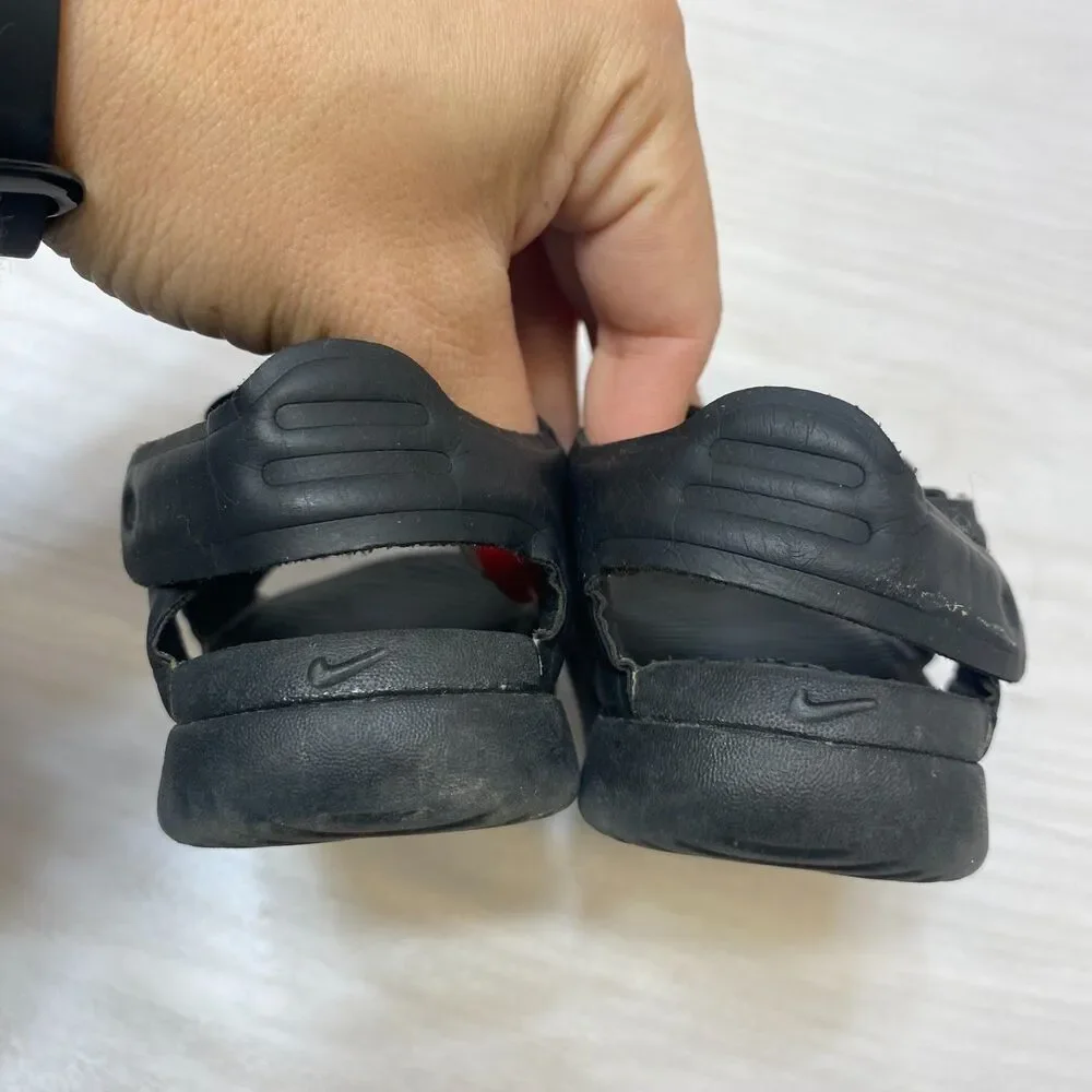 Nike Sunray Adjust 5 Sandals Kids Size 7C Black Adjustable Straps Comfort Casual